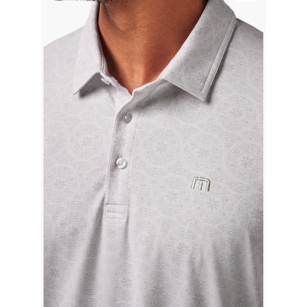 Travis Mathew Mens Free Passage Golf Polo Shirt White Geo Print Size 2XL NEW $99